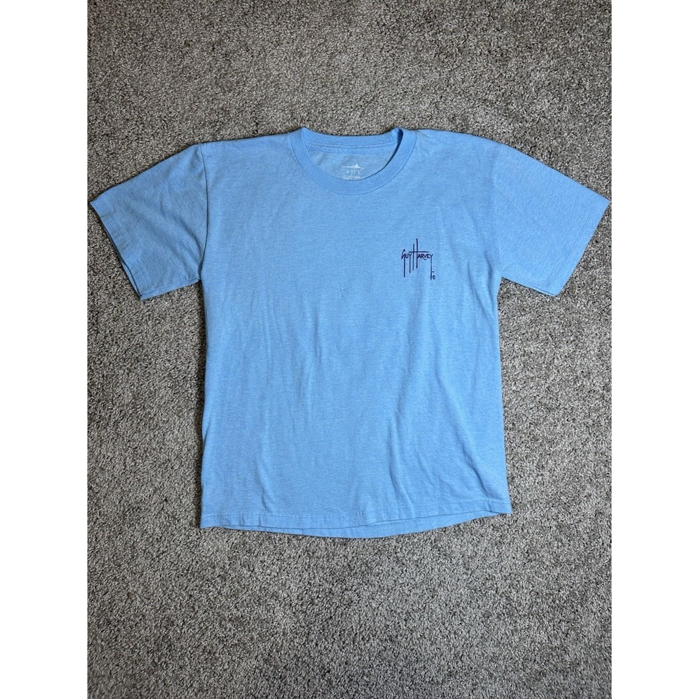 Guy Harvey Boys M Blue Sailfish Fishing Graphic T Shirt Youth Kids Tee